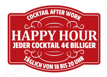 Tägliche Happy Hour: jeder Cocktail 4 Euro billiger, 18 bis 20 Uhr